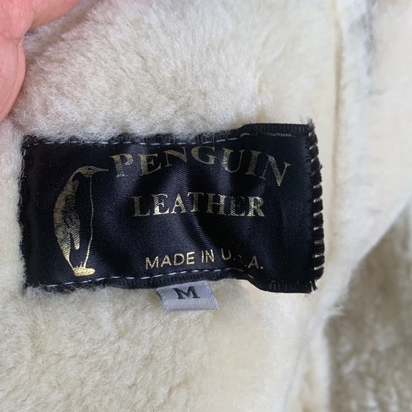 πHPπ Vintage Rare Penguin Shearling Leather Jacket/Coat size M - Picture 10 of 17